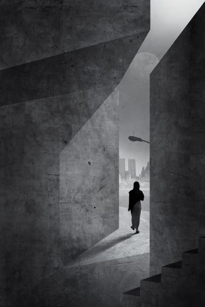 Moonlit Urban Passage by Anuchit Sundarakiti — canvas wall art