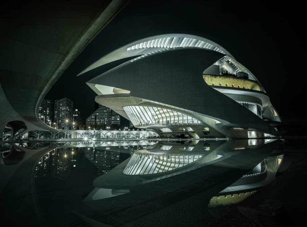 Modern Night Architecture Reflection by David Guo — canvas wall art