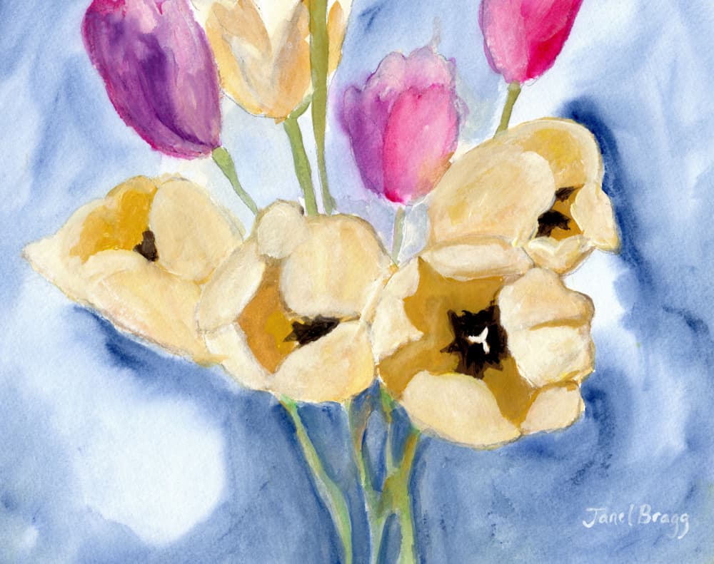 Colorful Tulips Bouquet by Janel Bragg — canvas wall art