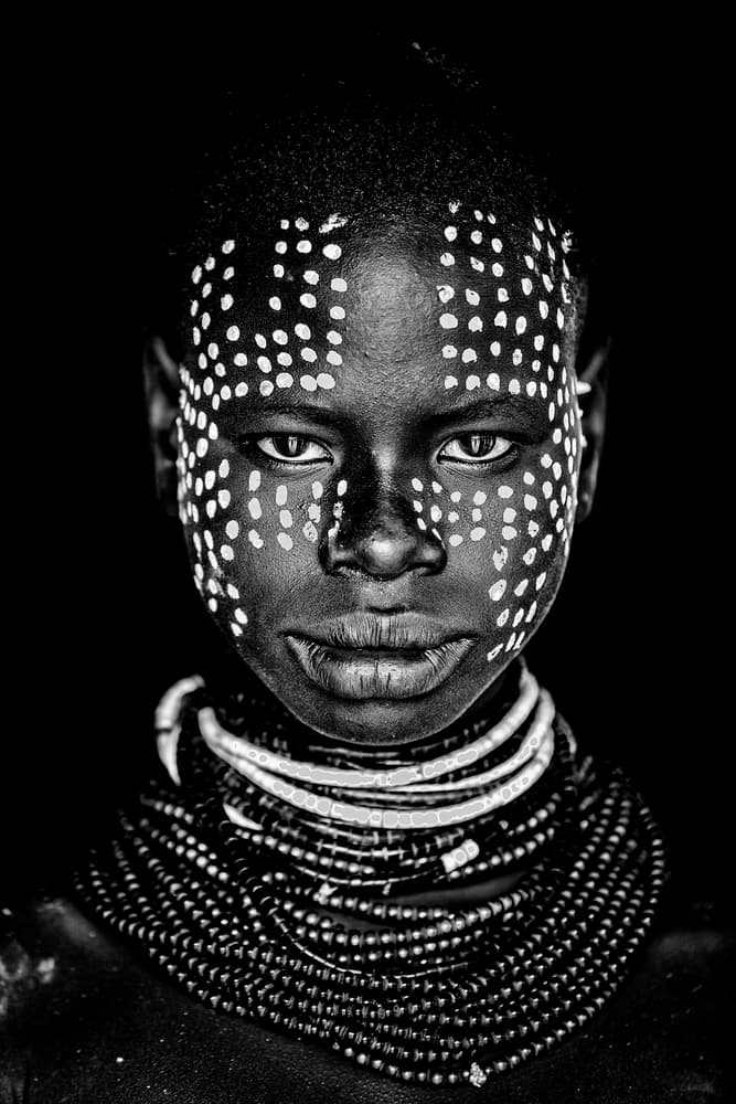 African Dotted Portrait by Vedran Vidak — canvas wall art