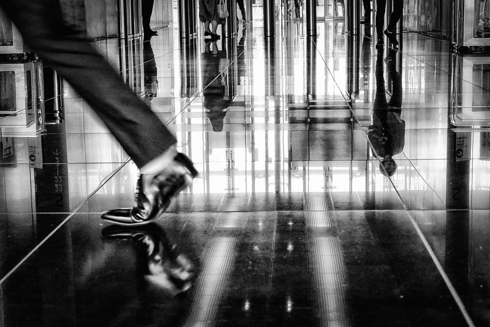 Urban Walk Reflection by Haruyo Sakamoto — canvas wall art