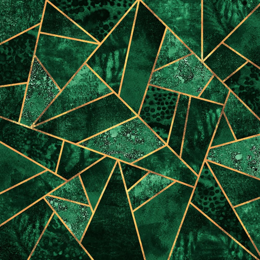 Emerald Gold Geometric by Elisabeth Fredriksson — canvas wall art