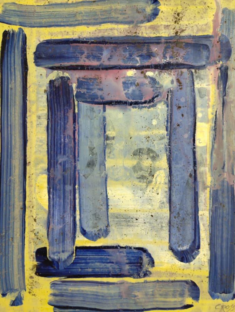 Blue Yellow Strokes by Michael Cross — canvas wall art