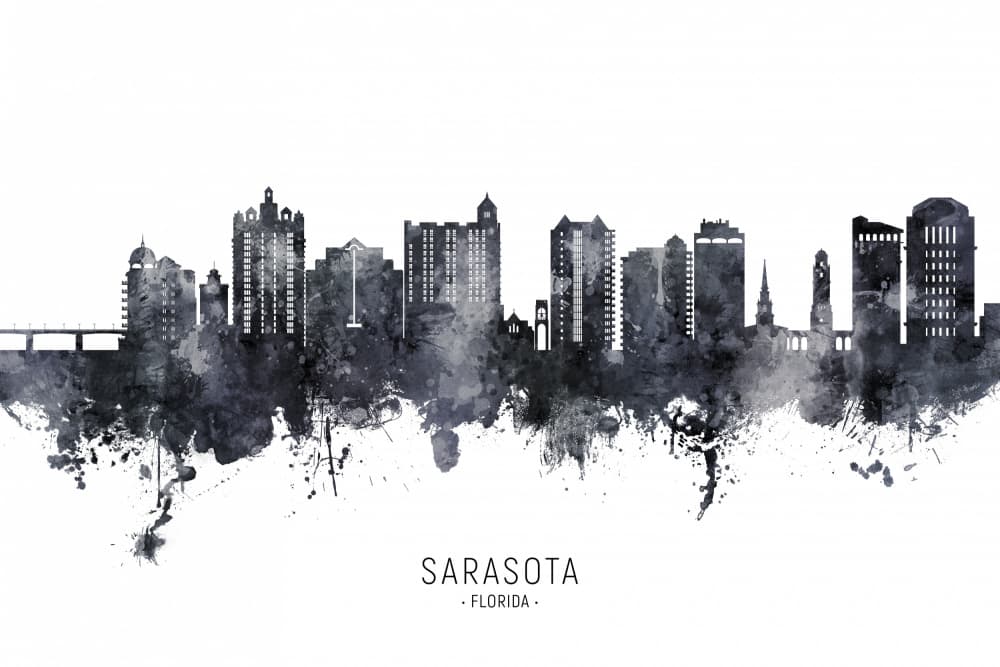 Sarasota Florida Skyline by Michael Tompsett — canvas wall art