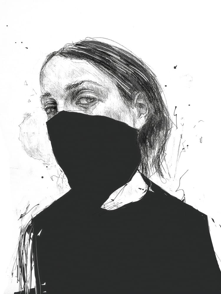 Masked Woman Gaze by Balazs Solti — canvas wall art
