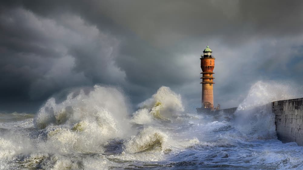 Dramatic Lighthouse Storm by Stéphane Pecqueux — canvas wall art