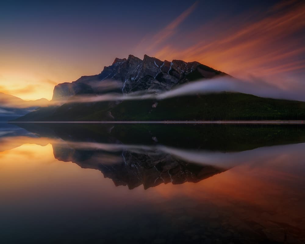 Golden Hour Mountain Reflection by Juan Pablo de Miguel — canvas wall art