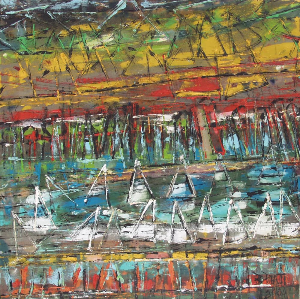 Abstract Seascape Boats by Barbara Piatti — canvas wall art
