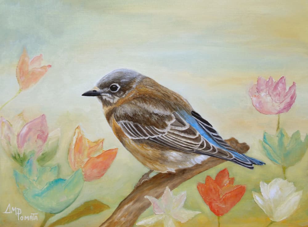 Spring Bird Bloom by Angeles M. Pomata — canvas wall art