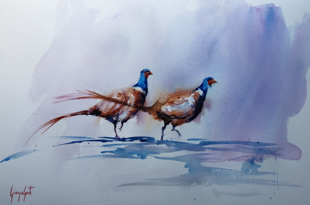 Elegant Pheasant Walk by Giorgio Gosti — canvas wall art