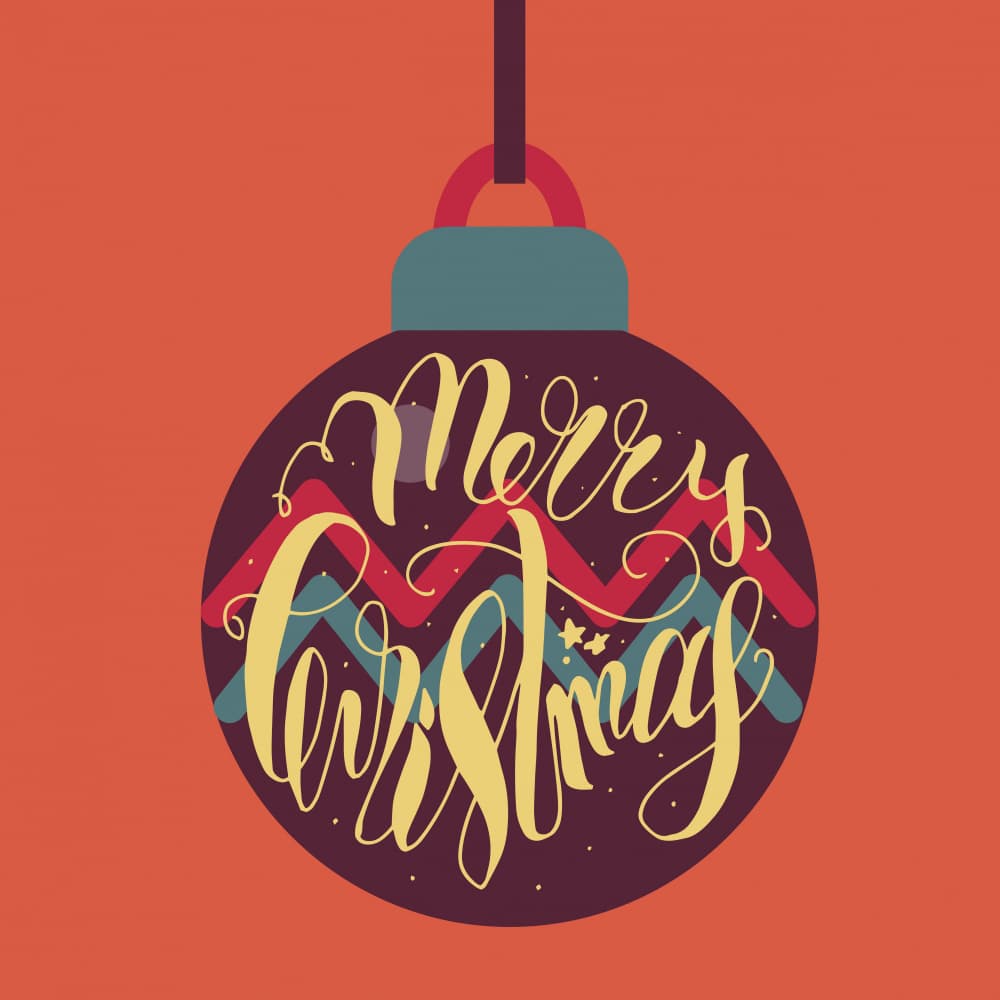 Retro Merry Christmas Ornament by Marika Barsrsind — canvas wall art