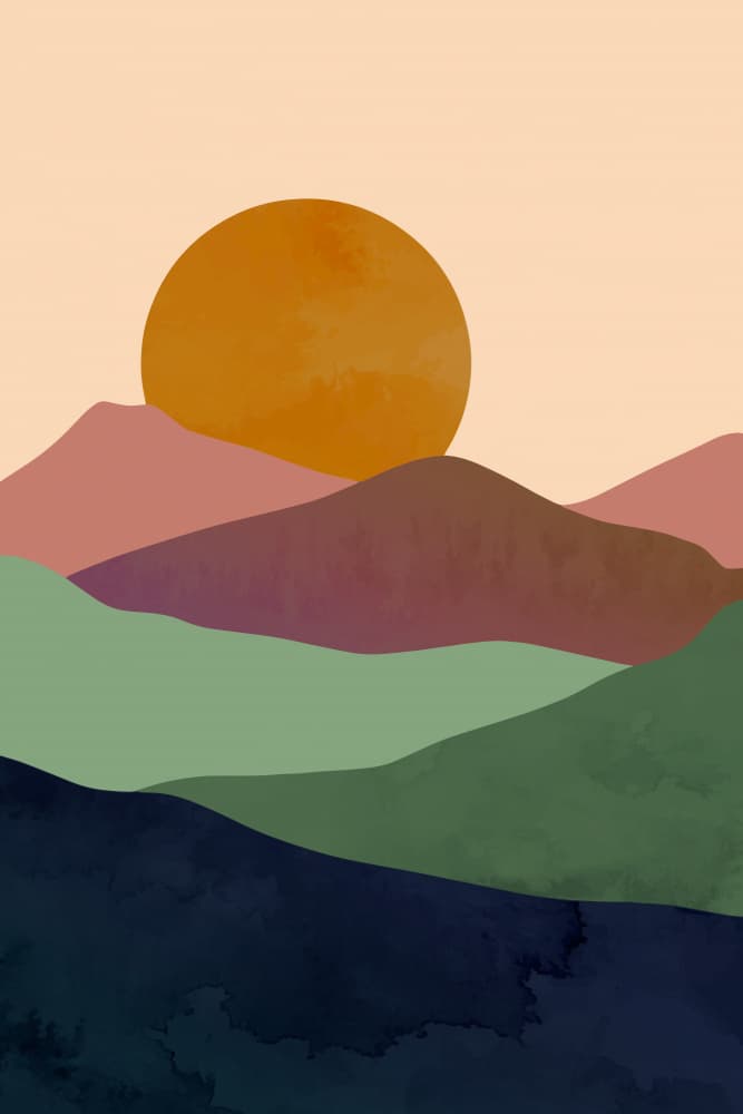 Abstract Mountain Sunset by EMELIEmaria — canvas wall art
