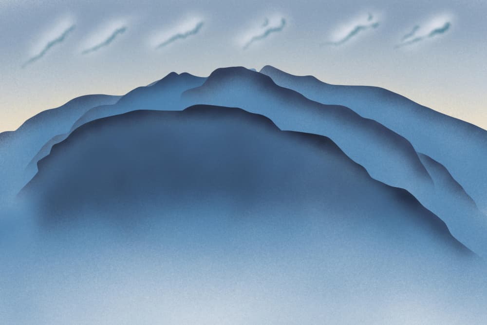 Misty Blue Mountains by Little Dean — canvas wall art