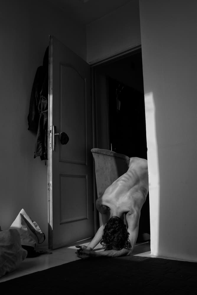 Contemplative Stretch in Light by Babak Haghi — canvas wall art