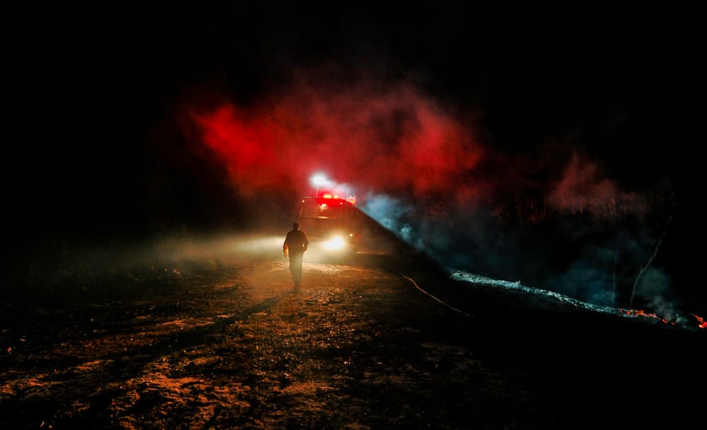 Emergency Night Fire by RABIA BASHA ARTIST — canvas wall art
