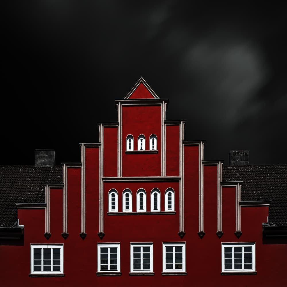 Striking Red Facade by Gilbert Claes — canvas wall art