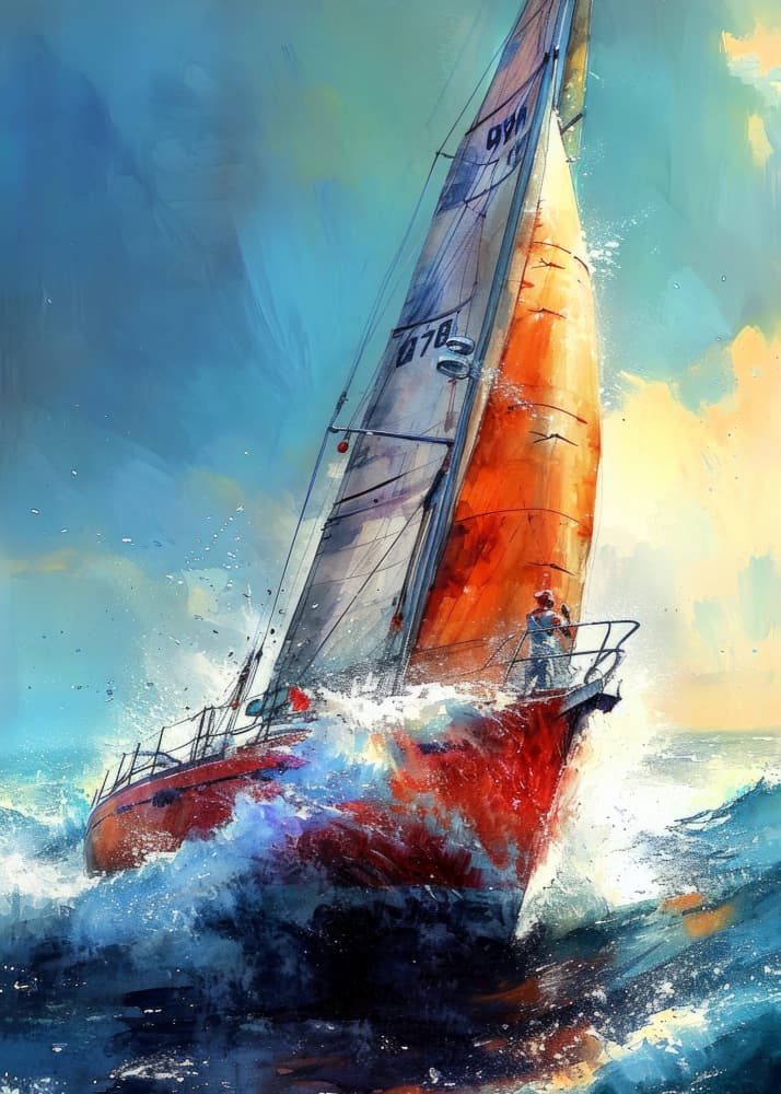 Dynamic Sailboat Power by Justyna Jaszke — canvas wall art