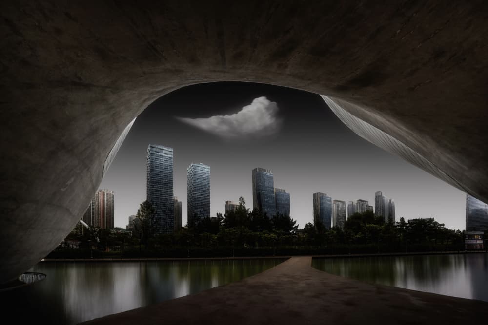 Modern Cityscape Curve by Amatou T — canvas wall art