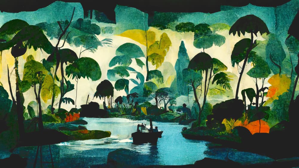 Jungle River Cruise by Treechild — canvas wall art