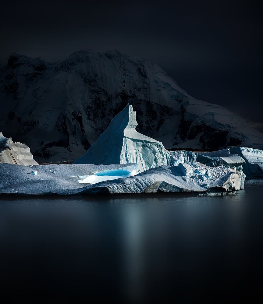 Blue Iceberg Twilight by Annie Poreider — canvas wall art