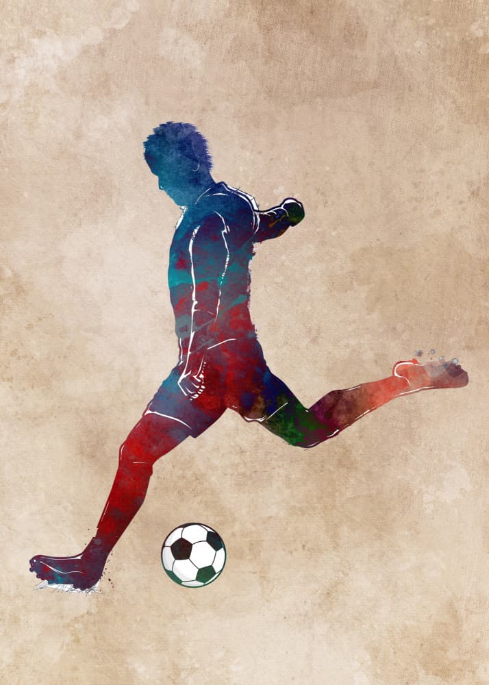 Vibrant Soccer Kick by Justyna Jaszke — canvas wall art