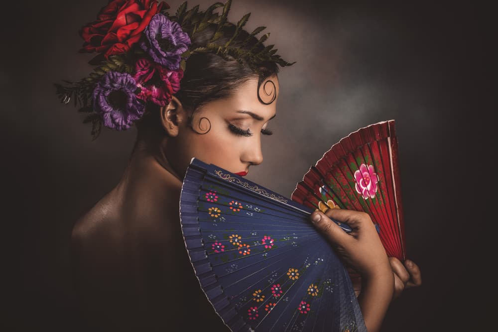 Spanish Beauty with Fans by Peppe Tambè — canvas wall art