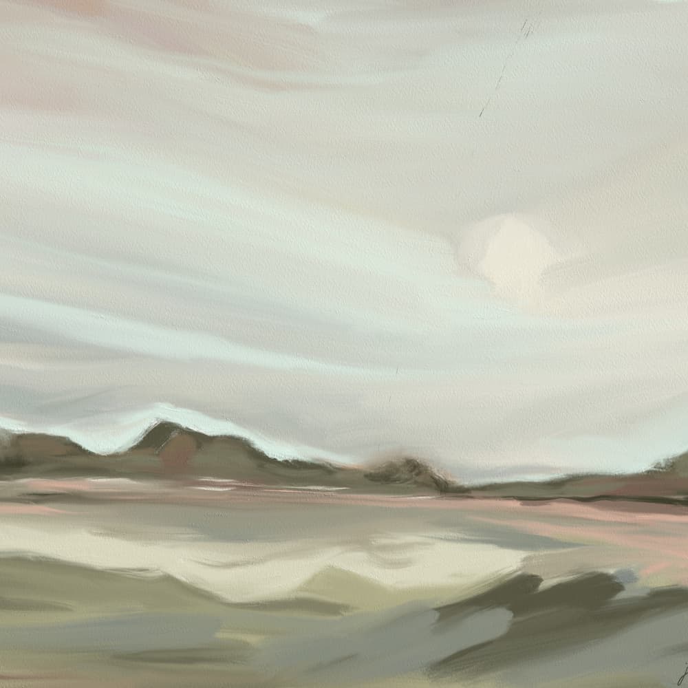 Muted Mountain Lake by Jenna Alheit — canvas wall art