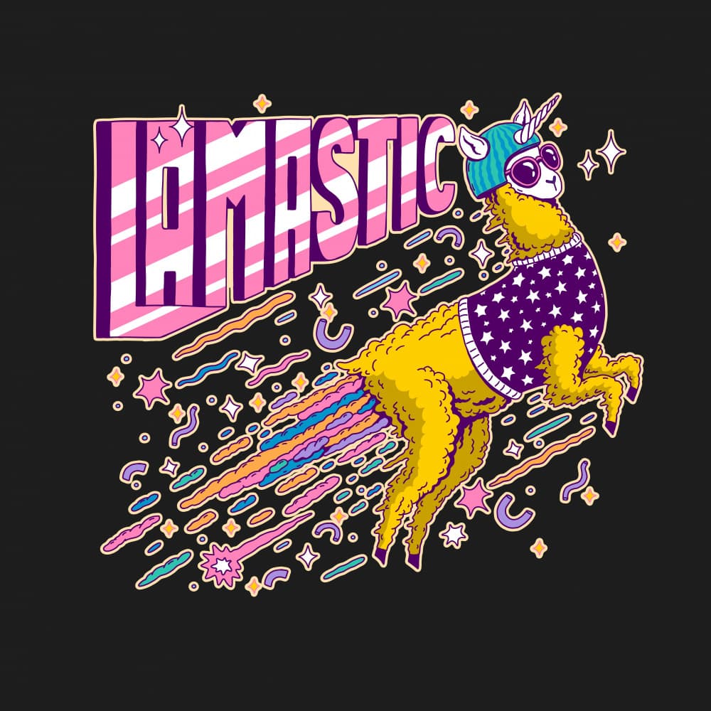 Llamastic Unicorn Flight by Tiago Leitao — canvas wall art