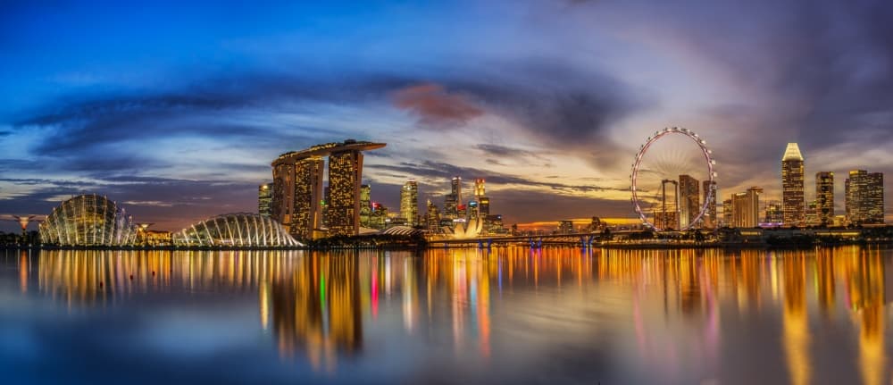 Marina Bay Twilight Glow by Zexsen Xie — canvas wall art