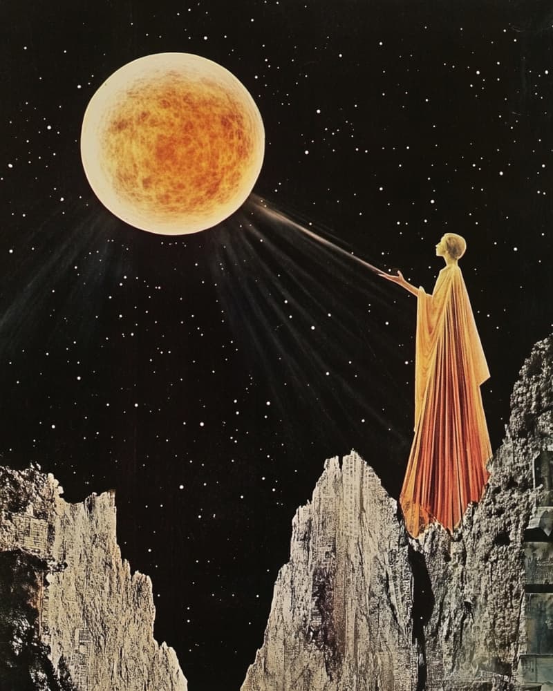 Figure Under Cosmic Moon by Samantha Hearn — canvas wall art