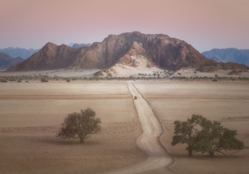 Serene Desert Road Journey by Gu and Hongchao — canvas wall art