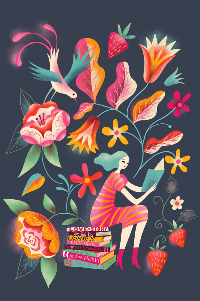 Whimsical Garden Reader by uta krogmann — canvas wall art