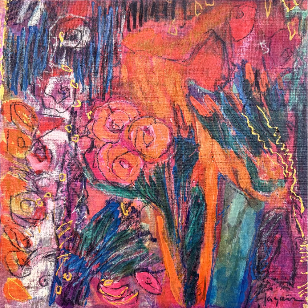 Vibrant Abstract Flowers by Dorothy Fagan — canvas wall art