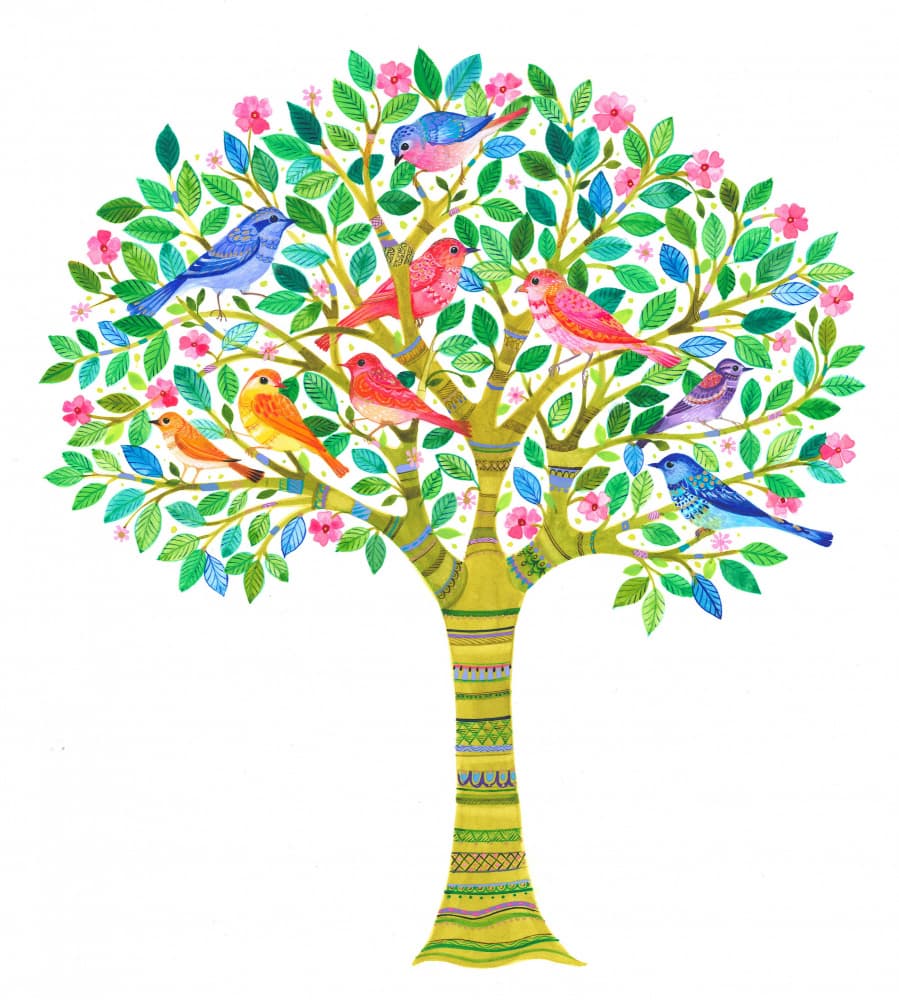 The Bird Tree by Isabelle Brent — canvas wall art