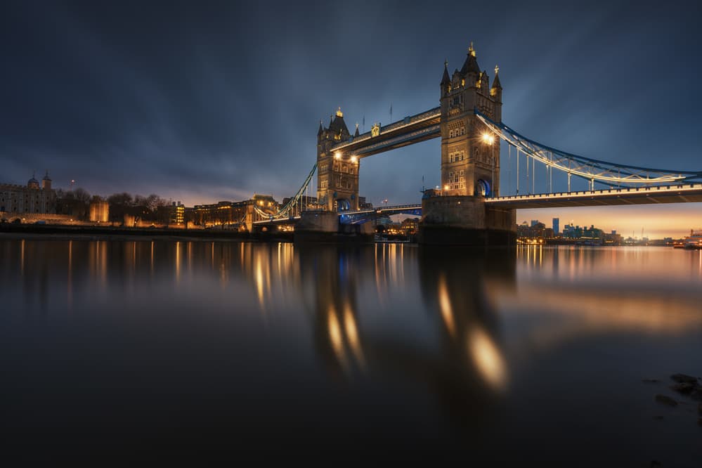 Tower Bridge Night Reflections by Juan Pablo de Miguel — canvas wall art