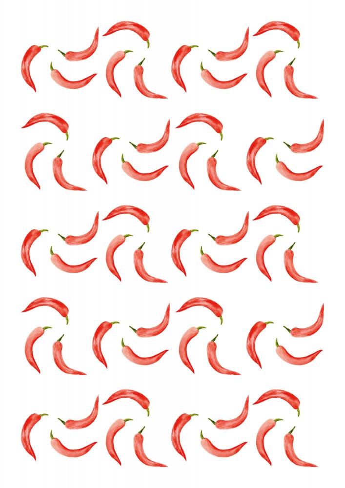 Vibrant Red Chili Pattern by kathrinmay — canvas wall art