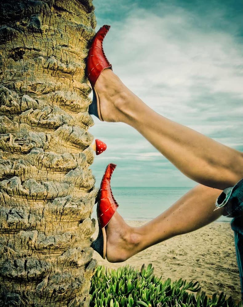Whimsical Red Beach Shoes by ambra — canvas wall art