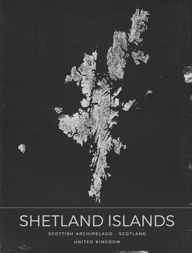 Shetland Islands Dark Map by Nicholas — canvas wall art