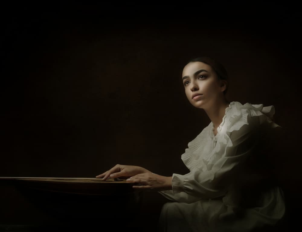 Pensive Woman Portrait by Moein Hasheminasab — canvas wall art