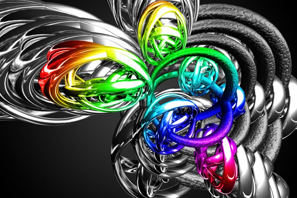 Vibrant Metallic Intertwined Forms by Rafal Kulik — canvas wall art