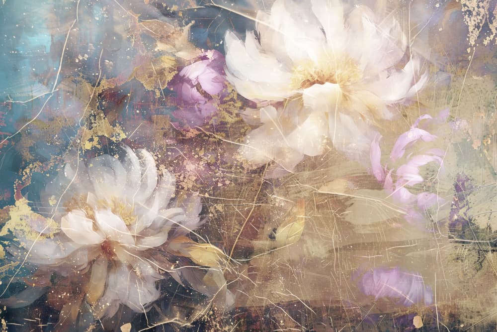 Elegant Gilded Flowers by Rafal Kulik — canvas wall art