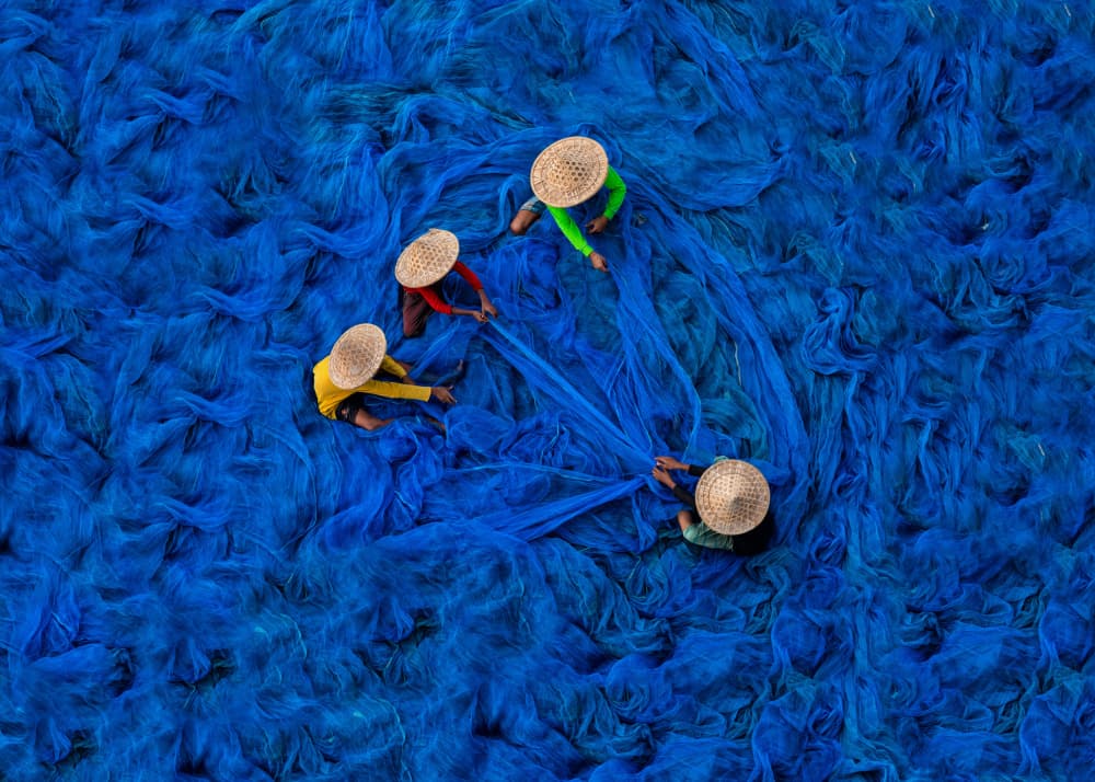 Vibrant Blue Nets by Nilendu Banerjee — canvas wall art