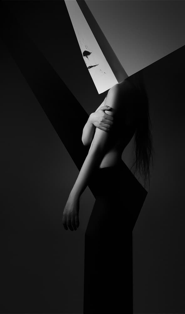 Geometric Woman Silhouette by Amin Hamidnezhad — canvas wall art