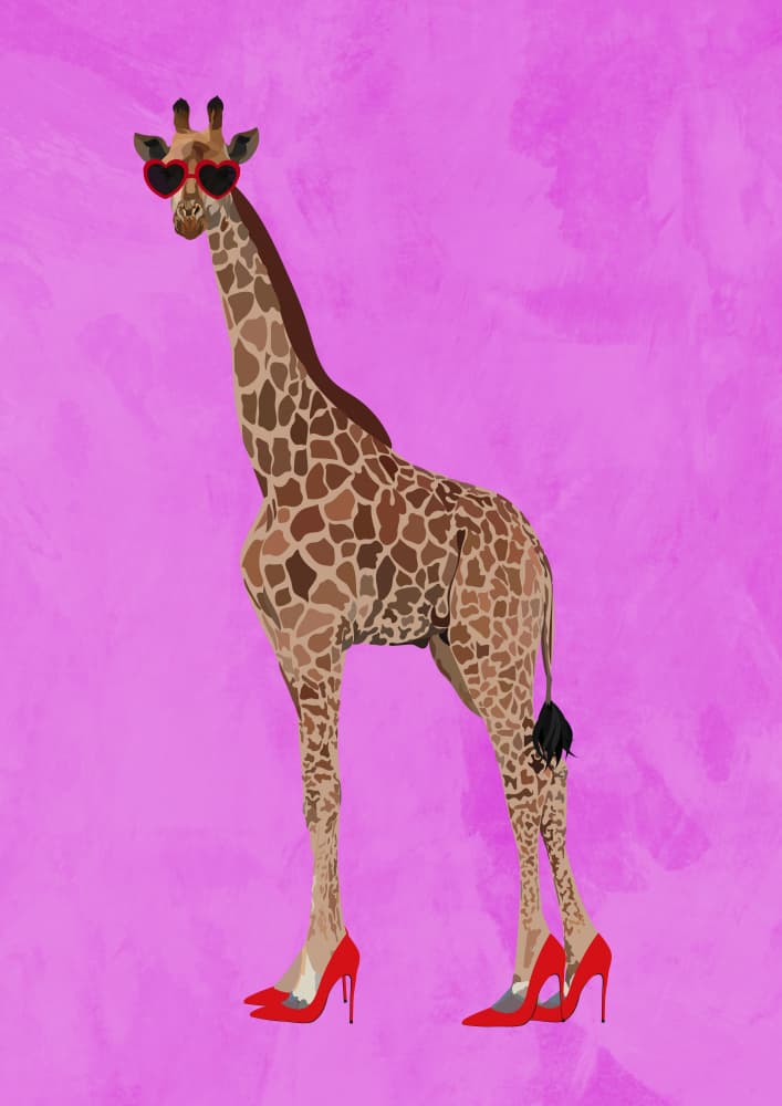 Fashion Giraffe in Pink Heels by Sarah Manovski — canvas wall art
