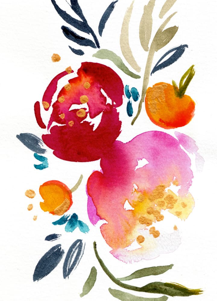 Vibrant Watercolor Blooms by Christine Lindstrom — canvas wall art