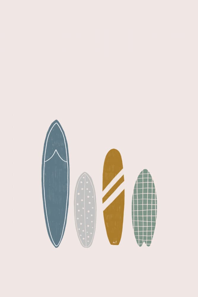 Retro Surfboard Lineup by Menina Lisboa — canvas wall art