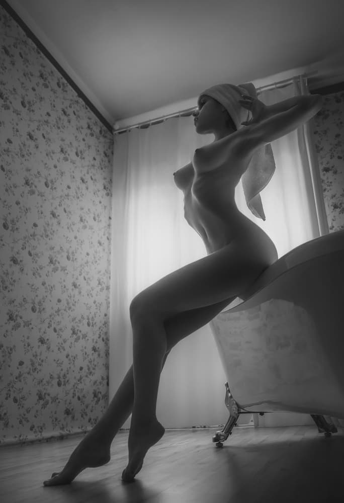 Elegant Nude Bath by Paolo Lazzarotti — canvas wall art