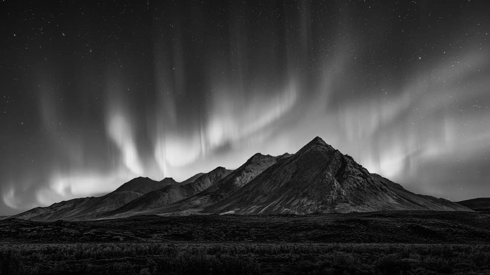 Northern Lights Mountain Night by Richard Liu — canvas wall art