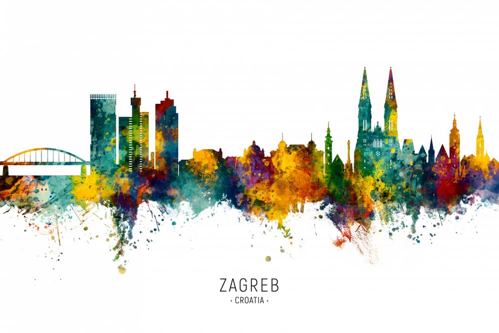 Vibrant Zagreb Cityscape by Michael Tompsett — canvas wall art