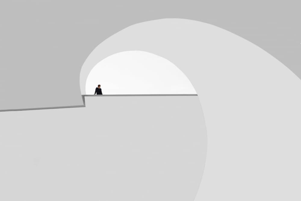 Solitary Figure Architectural Space by Jorge Pimenta — canvas wall art
